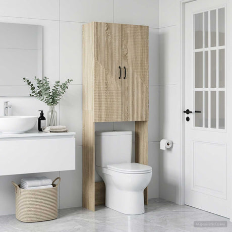 Vidaxl toiletkast haarlem sonoma eiken 66 x 25,5 x 190 cm bewerkt hout