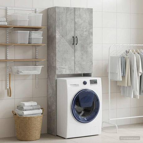 Vidaxl toiletkast haarlem betongrijs 66 x 25,5 x 190 cm bewerkt hout
