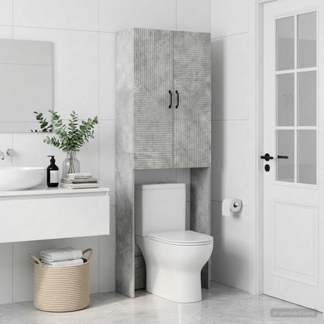 Vidaxl toiletkast haarlem betongrijs 66 x 25,5 x 190 cm bewerkt hout