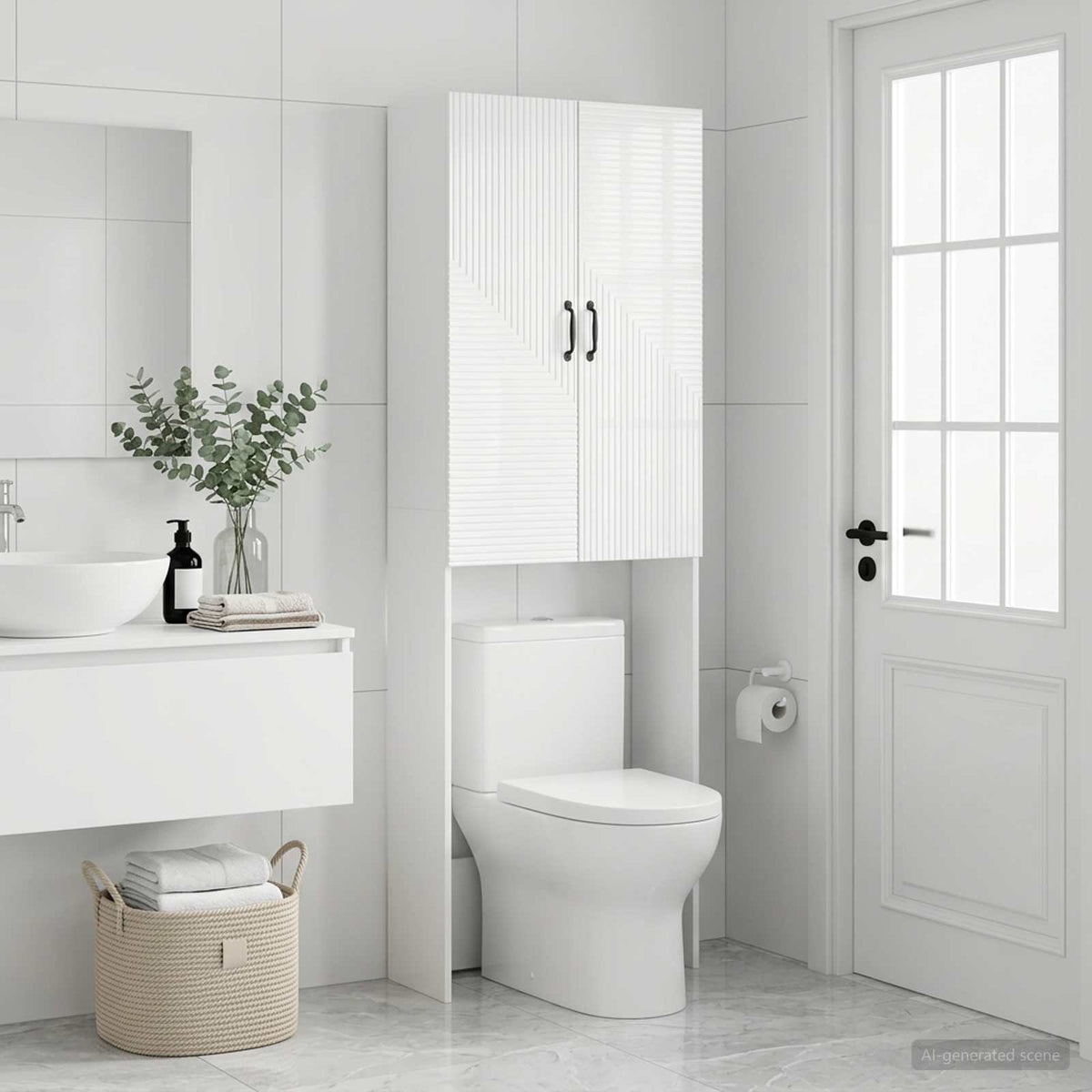 Vidaxl toiletkast haarlem hoogglans wit 66 x 25,5 x 190 cm
