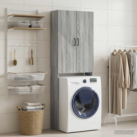 Vidaxl toiletkast haarlem grijs sonoma 66 x 25,5 x 190 cm bewerkt hout