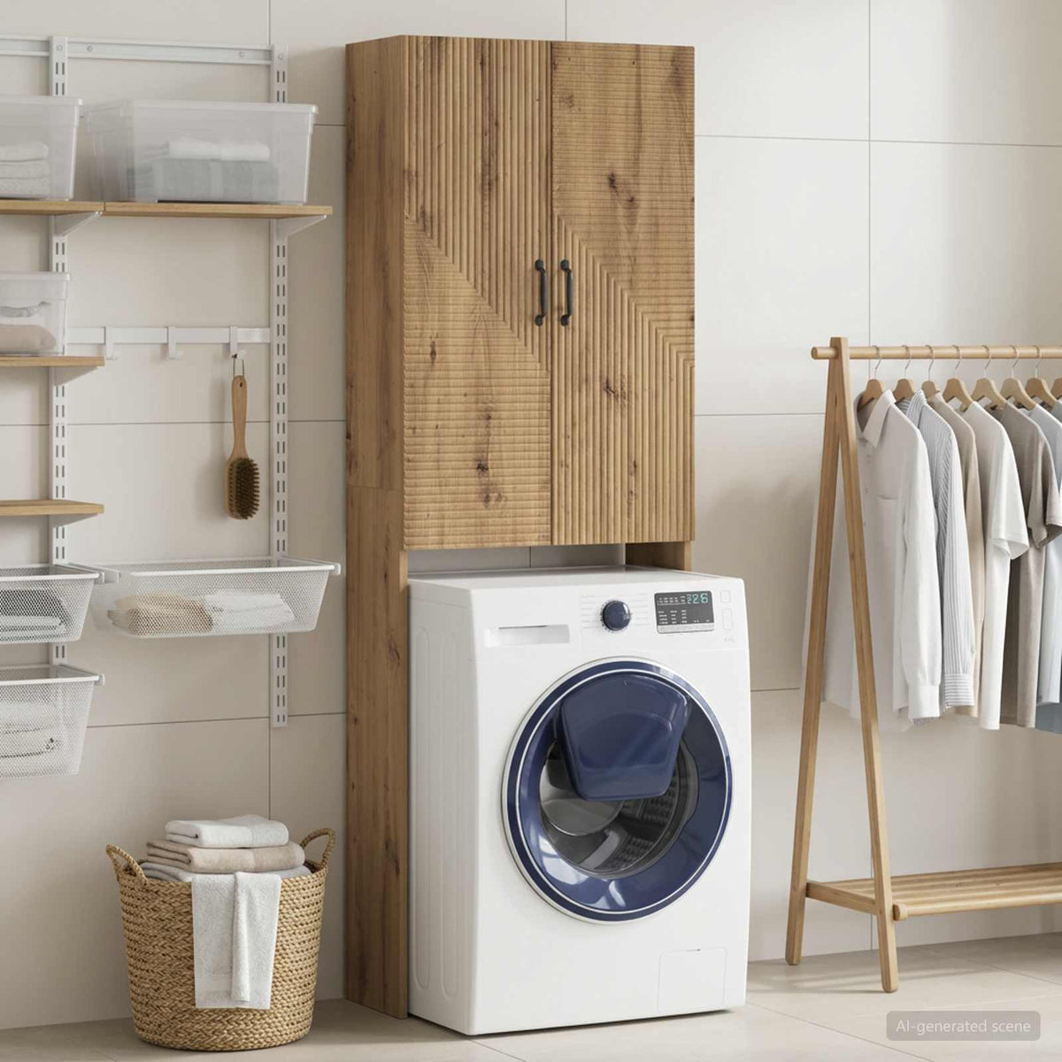 Vidaxl toiletkast haarlem artisanaal eiken 66 x 25,5 x 190 cm