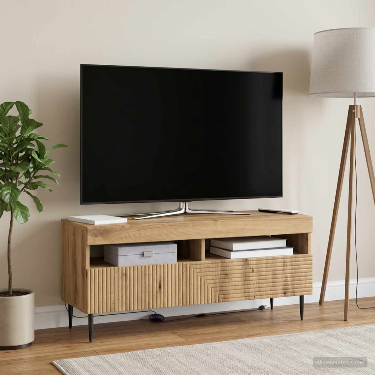 Vidaxl led tv-meubel haarlem 100 x 35 x 43 cm artisanaal eiken