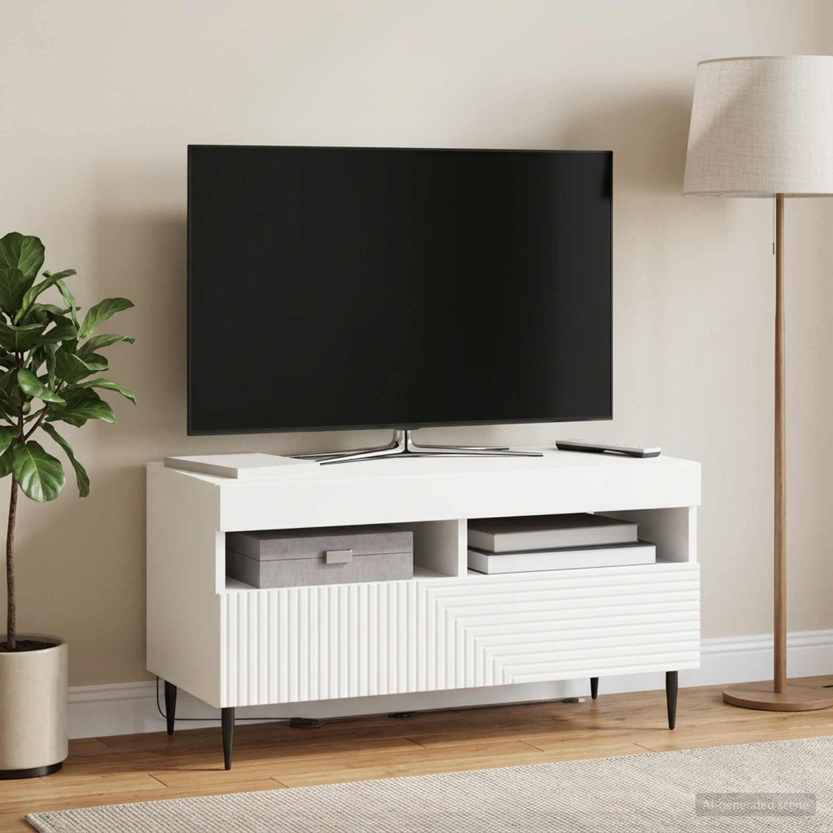 Vidaxl led tv-meubel haarlem 81 x 35 x 43 cm wit bewerkt hout