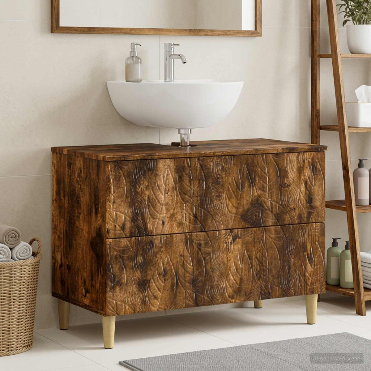 Vidaxl badkamer wastafelkast delft gerookt eiken 82 x 41 x 59 cm