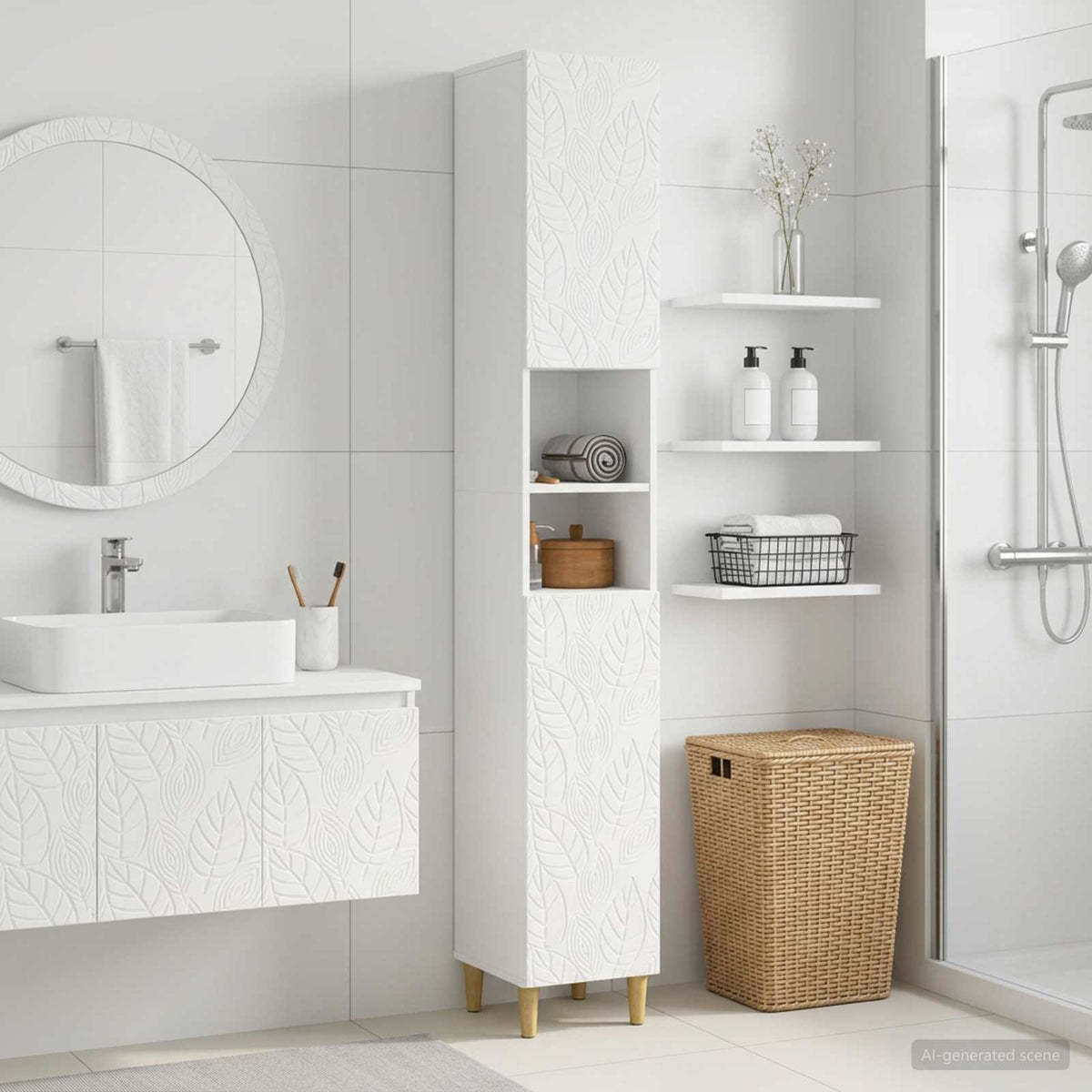 Vidaxl badkamerkast met open plank delft wit 30 x 31 x 190 cm