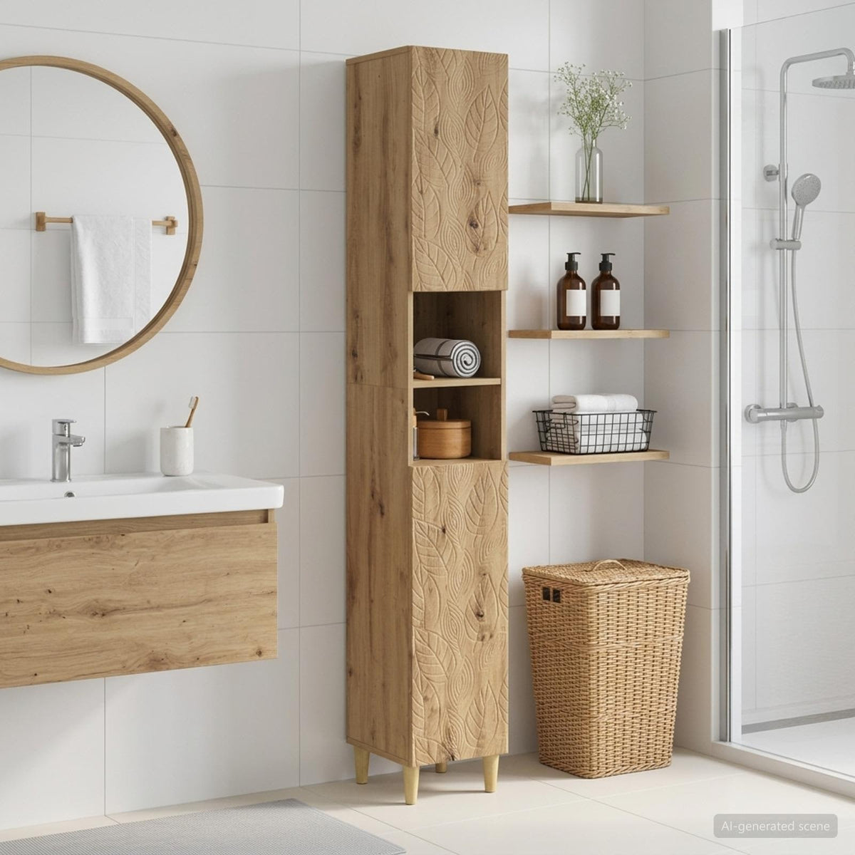 Vidaxl badkamerkast met open plank delft artisanaal eiken