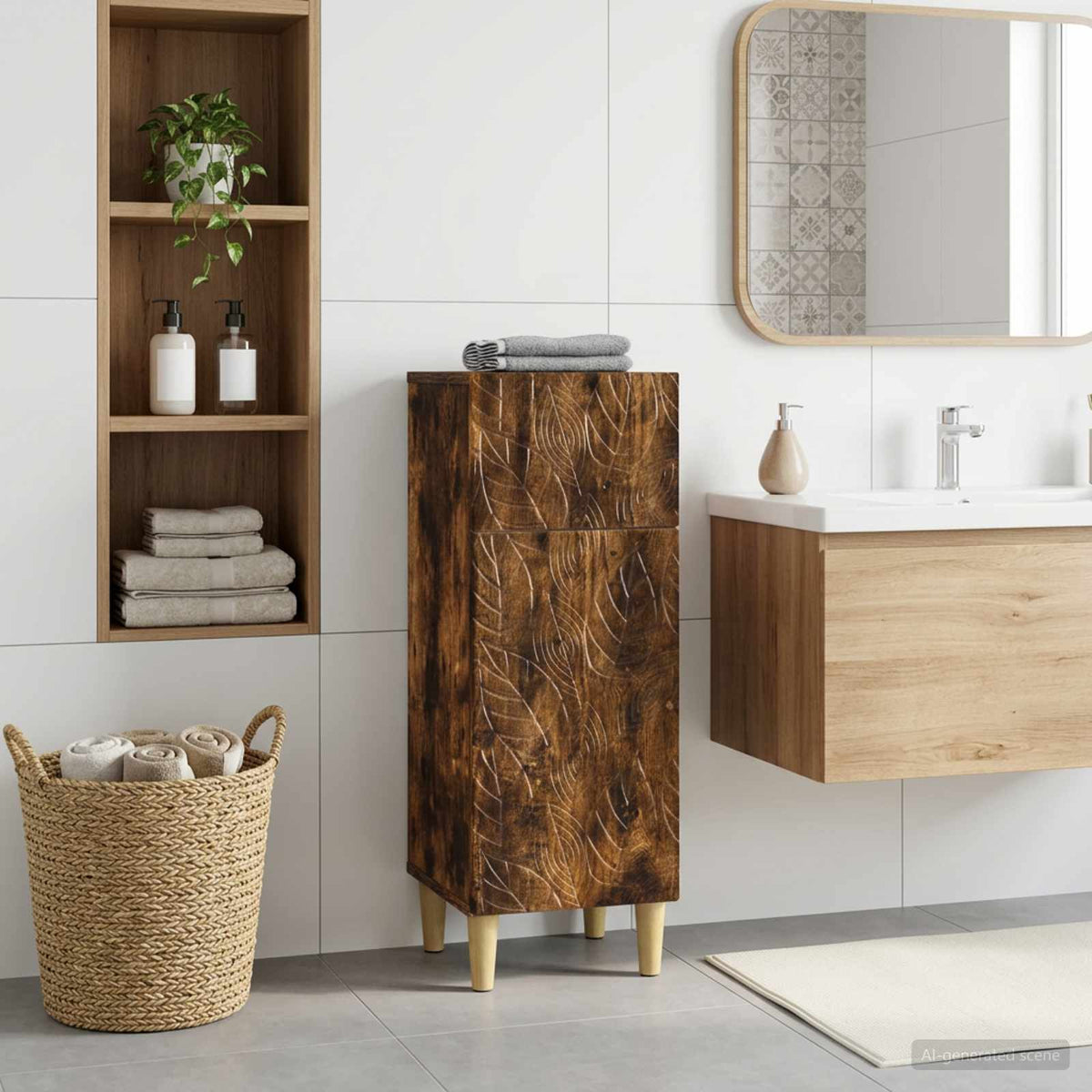 Vidaxl badkamer opbergkast delft gerookt eiken 30 x 31 x 80 cm