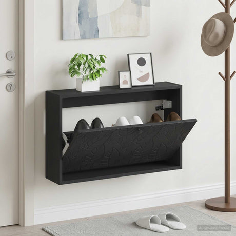 Vidaxl wandgemonteerde schoenkast delft 71 x 17 x 43 cm bewerkt hout