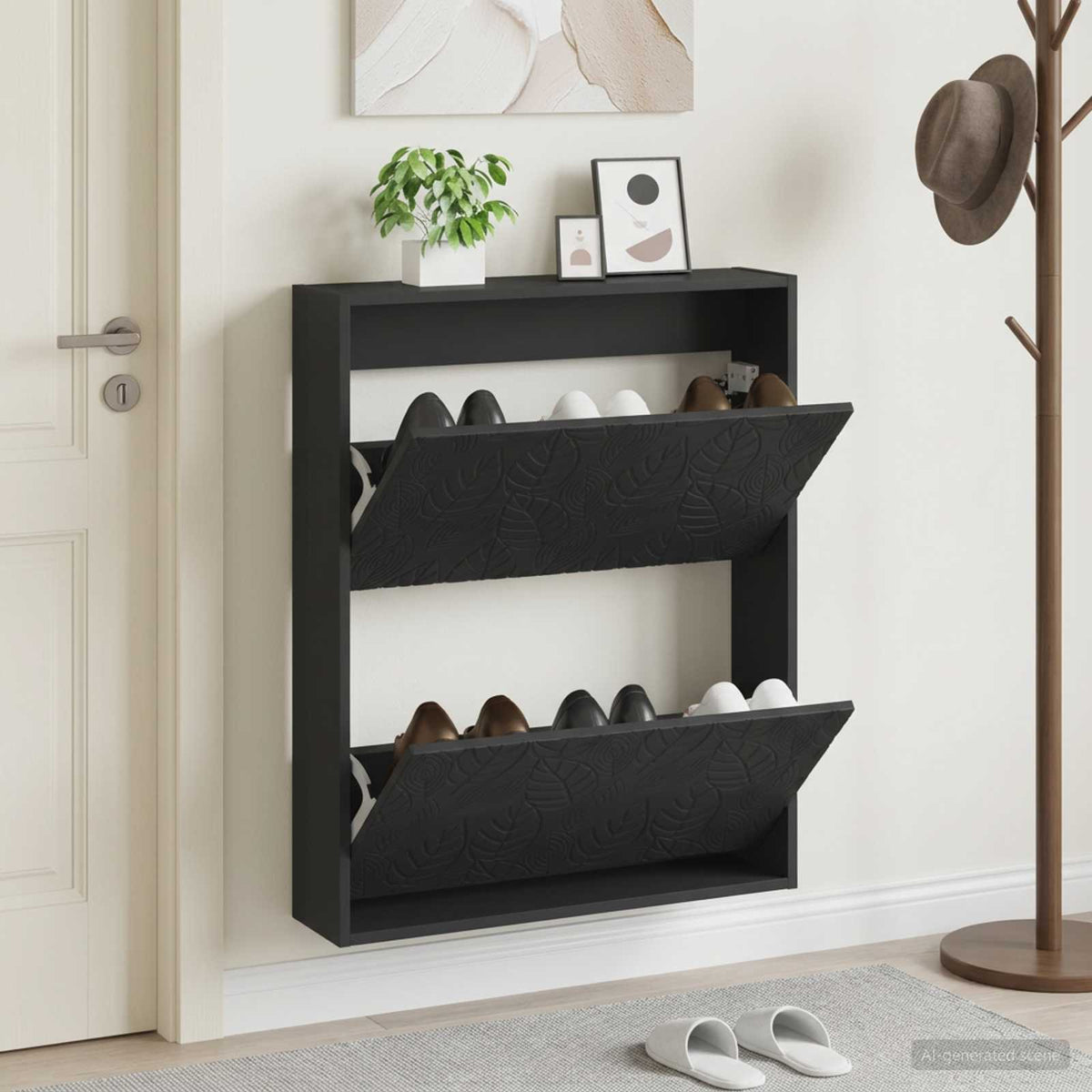 Vidaxl wandgemonteerde schoenkast delft 71 x 17 x 86 cm bewerkt hout