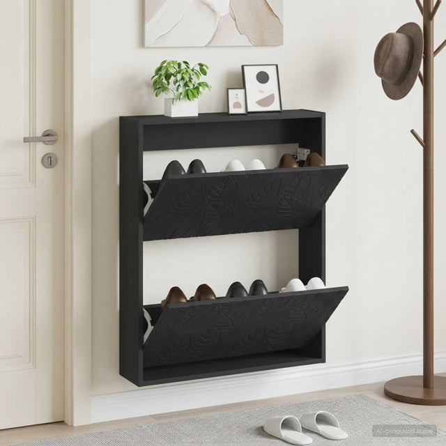 Vidaxl wandgemonteerde schoenkast delft 71 x 17 x 86 cm bewerkt hout