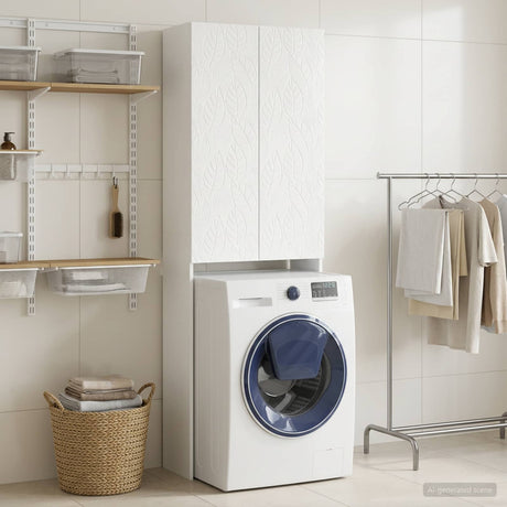 Vidaxl toiletkast delft hoogglans wit 66 x 25,5 x 190 cm bewerkt hout