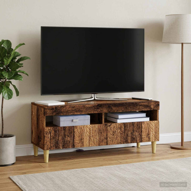 Vidaxl led tv-meubel oud hout bewerkt hout