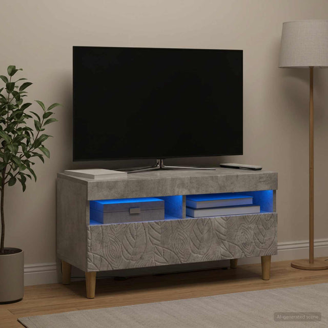 Vidaxl led tv-meubel betongrijs bewerkt hout
