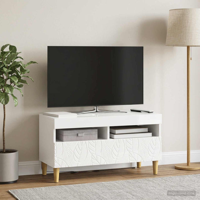 Vidaxl led tv-meubel hoogglans wit bewerkt hout