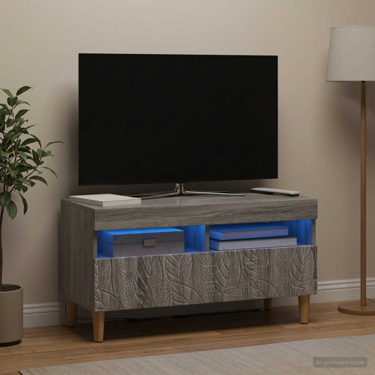Vidaxl led tv-meubel grijs sonoma bewerkt hout