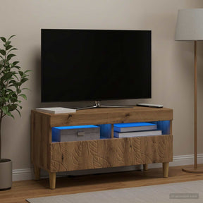 Vidaxl led tv-meubel artisanaal eiken bewerkt hout