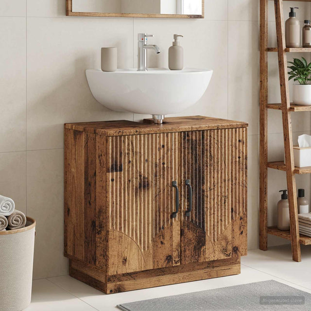 Vidaxl badkamer wastafelkast hoorn oud hout 59,5 x 31,5 x 56 cm