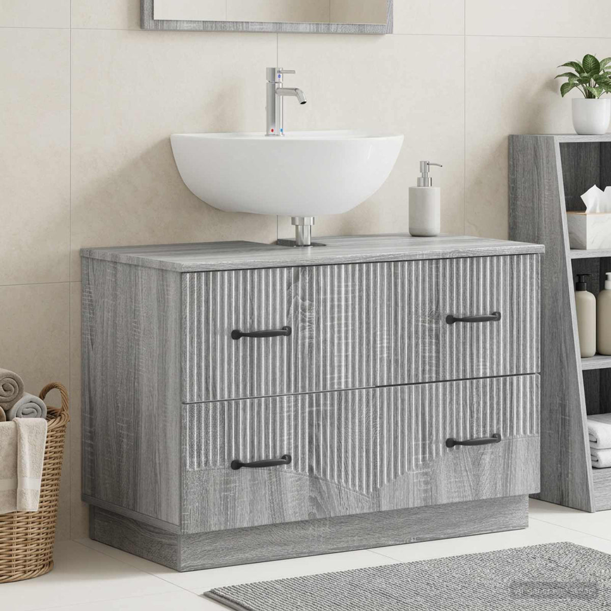 Vidaxl badkamer wastafelkast hoorn grijs sonoma 82 x 41 x 56 cm