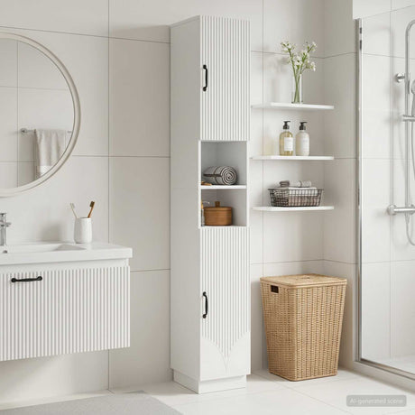 Vidaxl badkamerkast met open plank hoorn wit 30 x 31 x 187 cm