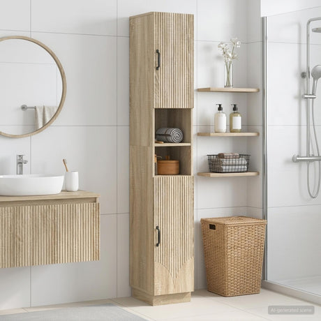 Vidaxl badkamerkast met open plank hoorn sonoma eiken 30 x 31 x 187 cm