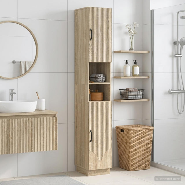 Vidaxl badkamerkast met open plank hoorn sonoma eiken 30 x 31 x 187 cm