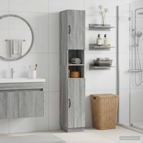 Vidaxl badkamerkast met open plank hoorn grijs sonoma 30 x 31 x 187 cm