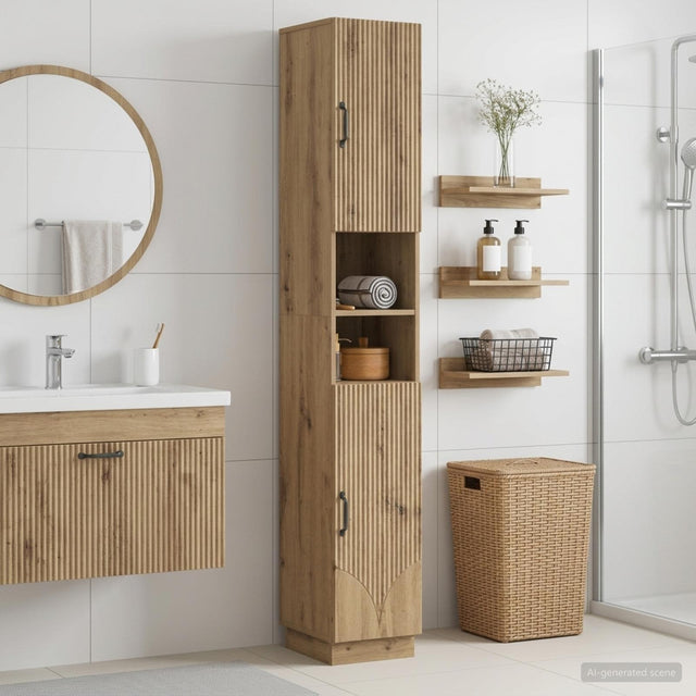 Vidaxl badkamerkast met open plank hoorn artisanaal eiken
