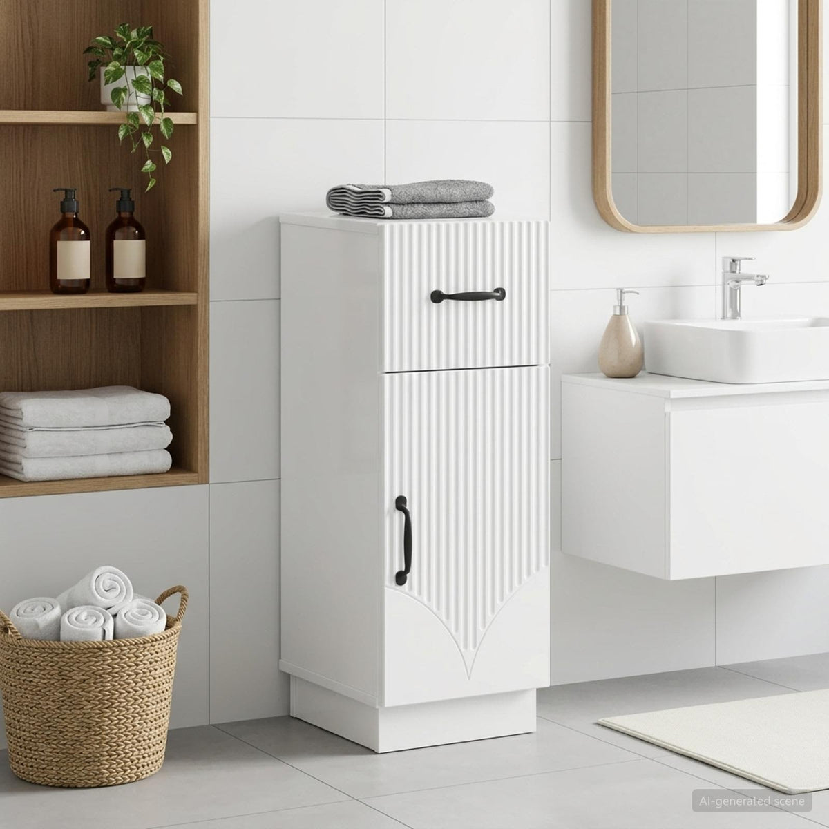 Vidaxl badkamer opbergkast hoorn hoogglans wit 30 x 31 x 77 cm