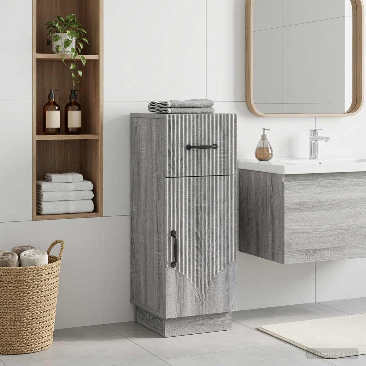 Vidaxl badkamer opbergkast hoorn grijs sonoma 30 x 31 x 77 cm