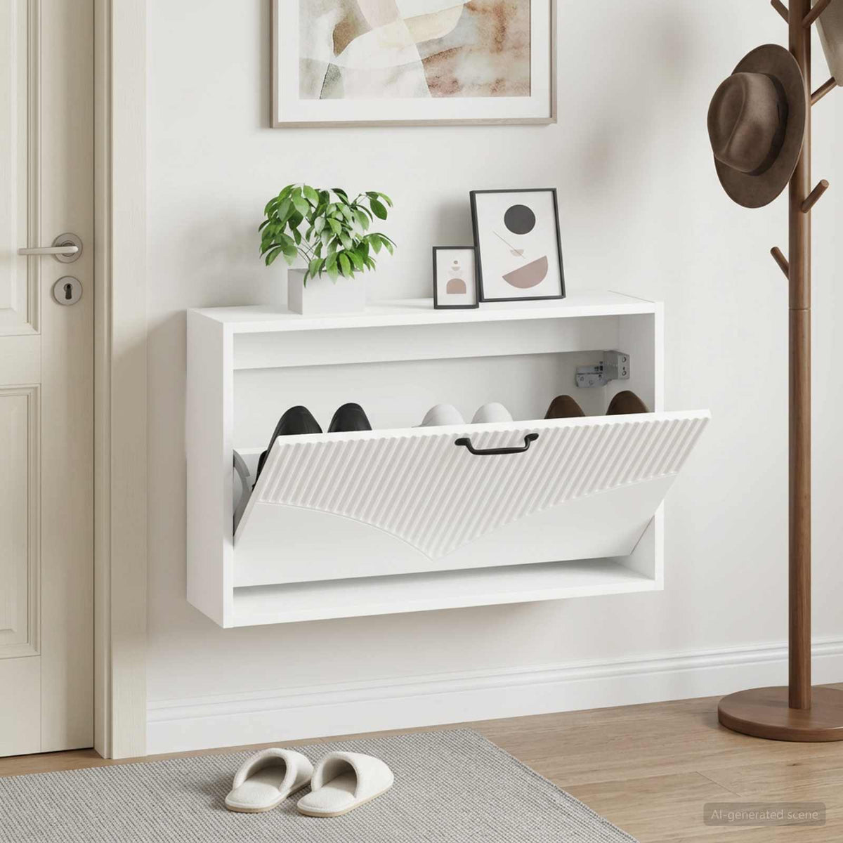 Vidaxl wandgemonteerde schoenkast hoorn 71 x 17 x 43 cm bewerkt hout
