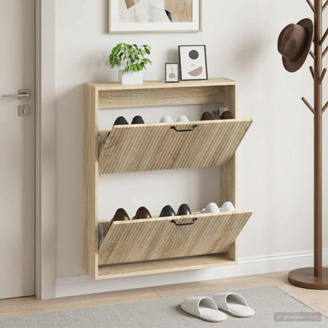 Vidaxl wandgemonteerde schoenkast hoorn 71 x 17 x 86 cm bewerkt hout