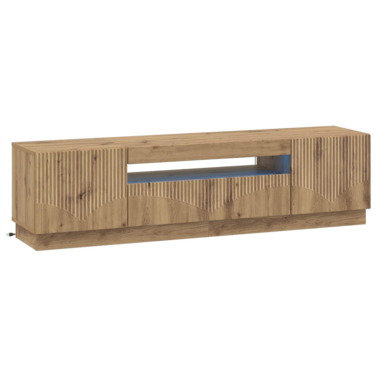 Vidaxl led tv-meubel artisanaal eiken bewerkt hout