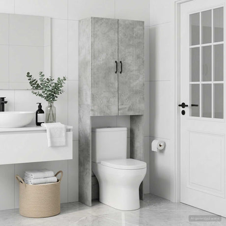 Vidaxl toiletkast hoorn betongrijs 66 x 25,5 x 190 cm bewerkt hout