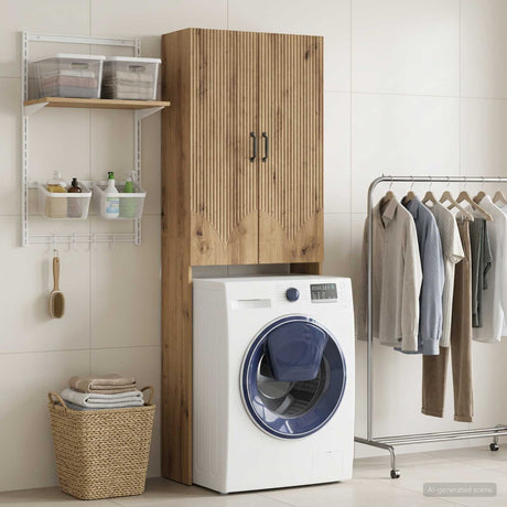 Vidaxl toiletkast hoorn artisanaal eiken 66 x 25,5 x 190 cm