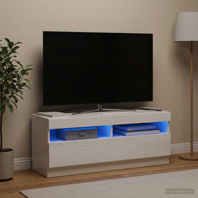 Vidaxl led tv-meubel hoogglans wit bewerkt hout