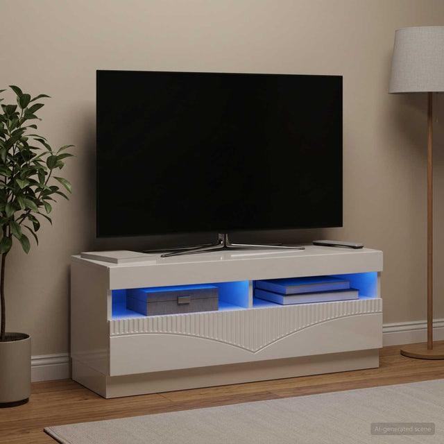 Vidaxl led tv-meubel hoogglans wit bewerkt hout