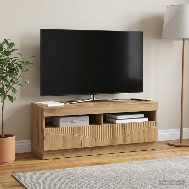 Vidaxl led tv-meubel artisanaal eiken bewerkt hout
