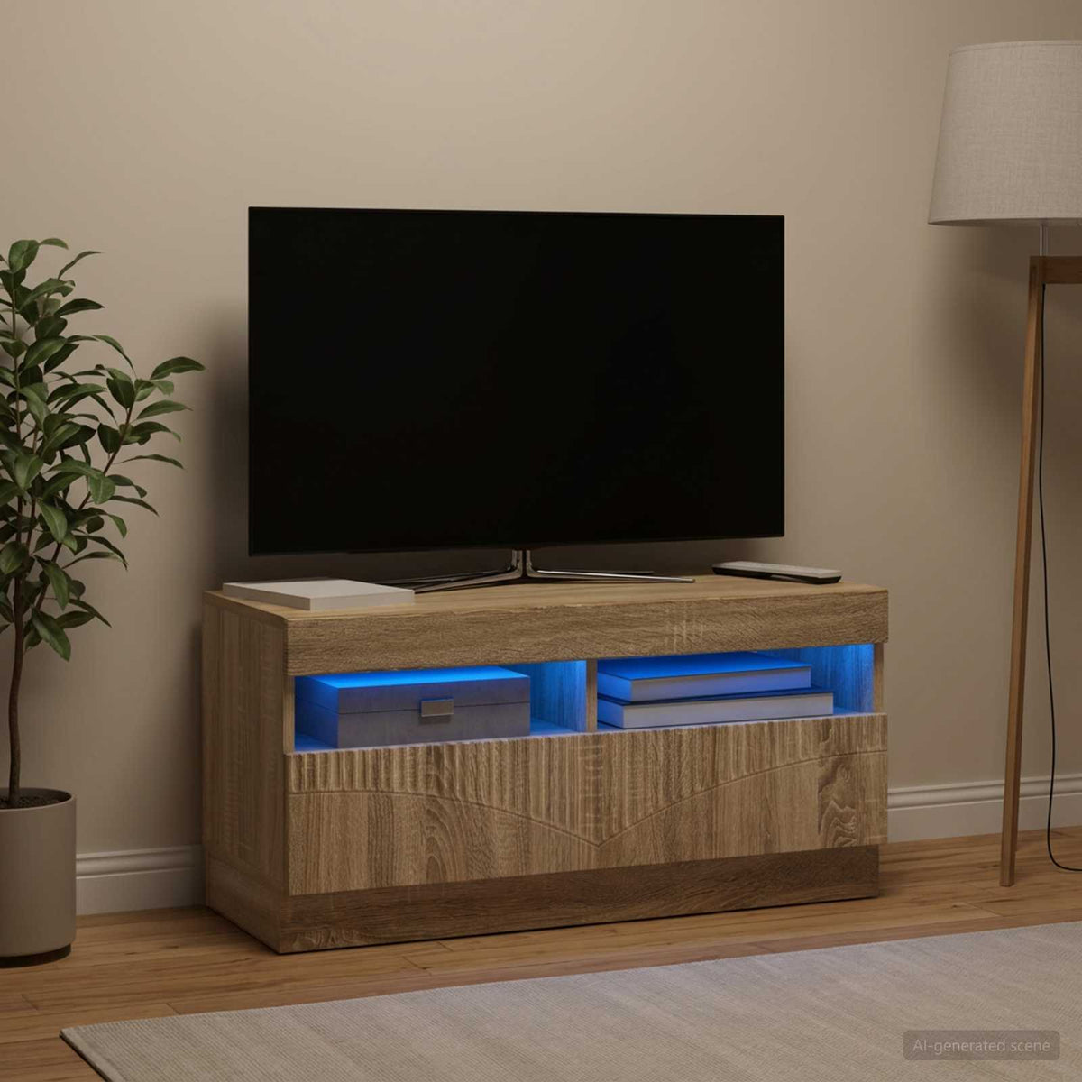 Vidaxl led tv-meubel sonoma eiken bewerkt hout
