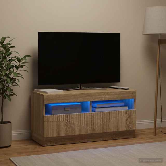 Vidaxl led tv-meubel sonoma eiken bewerkt hout