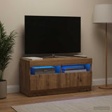 Vidaxl led tv-meubel artisanaal eiken bewerkt hout