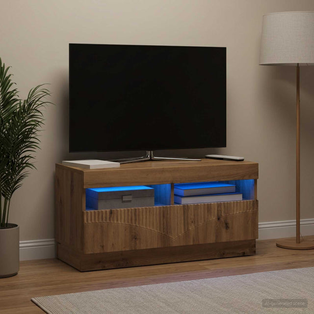 Vidaxl led tv-meubel artisanaal eiken bewerkt hout