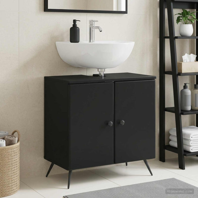 Vidaxl badkamer wastafelkast breda zwart 59,5 x 31,5 x 59 cm