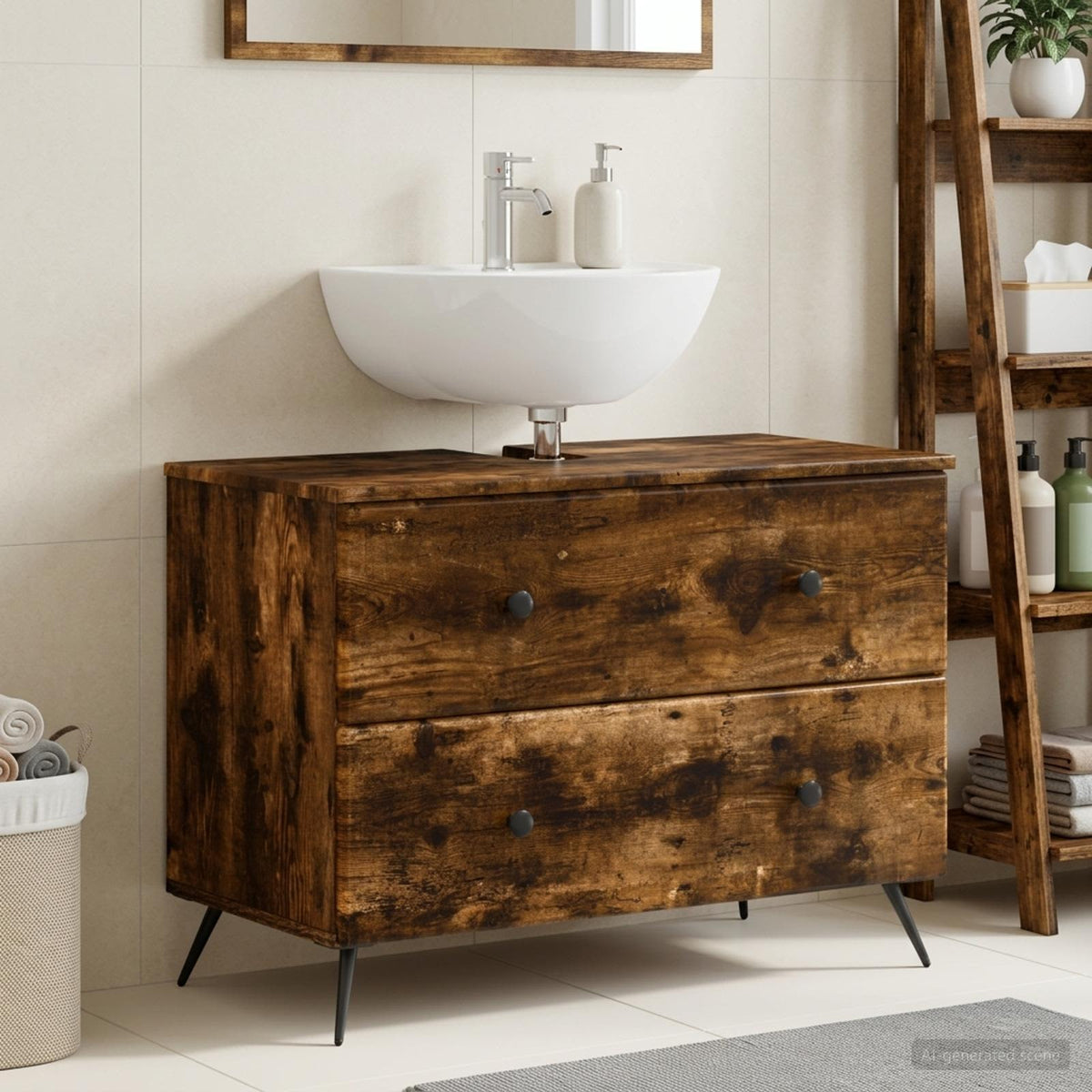 Vidaxl badkamer wastafelkast breda gerookt eiken 82 x 41 x 59 cm
