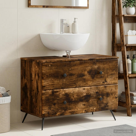 Vidaxl badkamer wastafelkast breda gerookt eiken 82 x 41 x 59 cm