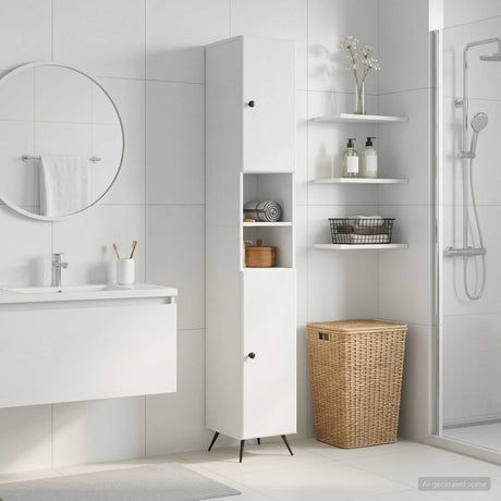 Vidaxl badkamerkast met open plank breda wit 30 x 31 x 190 cm