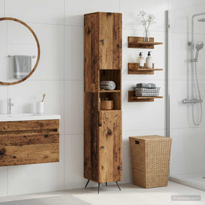 Vidaxl badkamerkast met open plank breda oud hout 30 x 31 x 190 cm