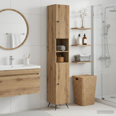 Vidaxl badkamerkast met open plank breda artisanaal eiken
