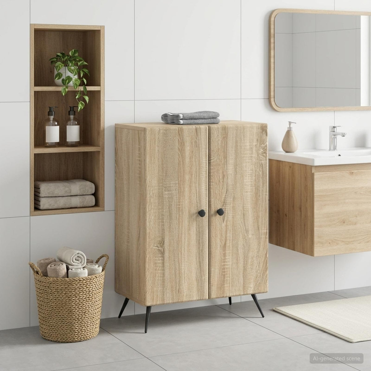 Vidaxl badkamer opbergkast breda sonoma eiken 59,5 x 31 x 80 cm