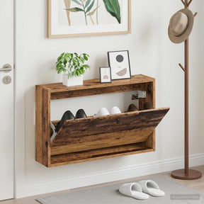 Vidaxl wandgemonteerde schoenkast breda 71 x 17 x 43 cm bewerkt hout